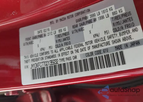 2016 Mazda Cx-3 Touring из США, поврежденный, VIN JM1DKFC77G0135932